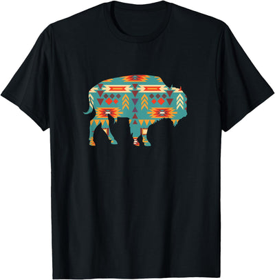Lucky Wild Heart Ranch Unique Western Aztec Buffalo Navajo T-Shirt
