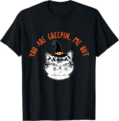 VepaDesigns Halloween Shirt Scary Dress Gifts Witch Cat Funny Saying Costume Easy Animal Halloween Gifts Men Women T-Shirt