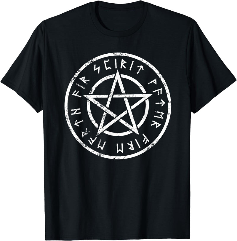 Creepy Halloween Clothing Shop Wiccan Pentagram T-shirt Wicca Five Elements - Black