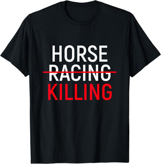 Nuleaf Advocacy Apparel Anti Horse Racing T-Shirt | Save Racehorses Equestrian Tee T-Shirt - Black
