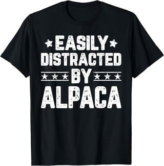 Alpaca Lover Gifts Shirt Easily Distracted By Alpaca - Funny Llama Alpaca Lover T-Shirt - Black