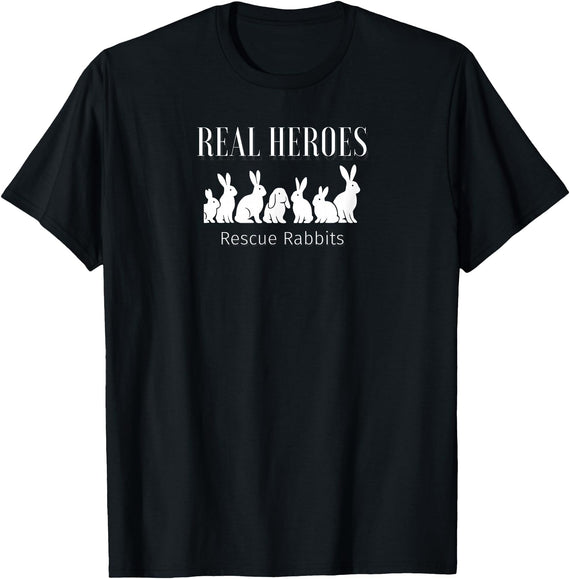 Bunny Rescue, Real Heroes Rescue Rabbits T-Shirt in Black
