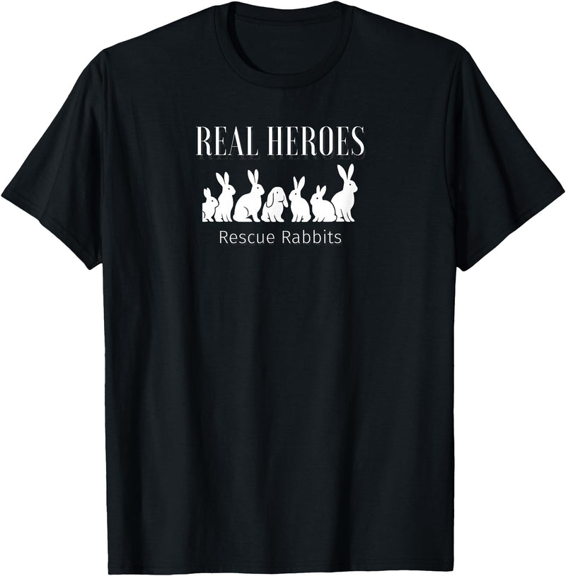 Bunny Rescue, Real Heroes Rescue Rabbits T-Shirt in Black