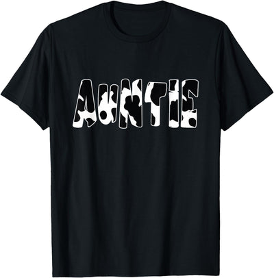 Family Members and More Auntie Cow Print Cow Pattern T-Shirt