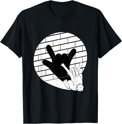 Bunny Hand Shadow Puppet on Brick Wall T-Shirt