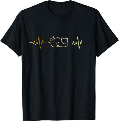 Cats by Fluffabulous Prints Cat heartbeat T-Shirt