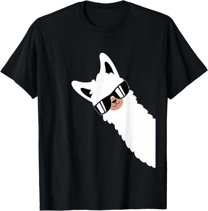 Funny Alpaca Apparel Lama Llama Alpaca with Sunglasses Lama Lover - Cool Lama T-Shirt - Black