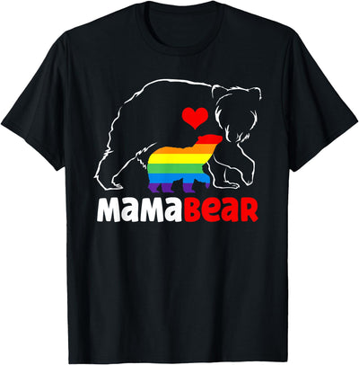 Mama Bear Proud Mom Rainbow Flag LGBT Pride Mother's Day T-Shirt