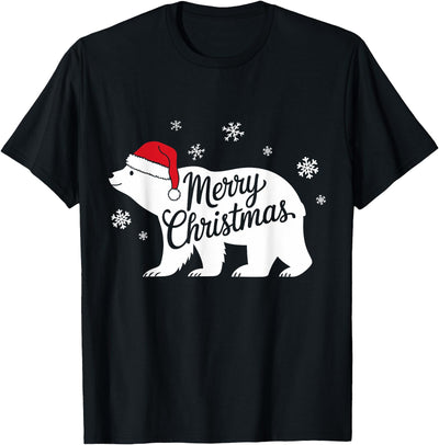 Polar Bear Animal Lover Xmas Santa Hat Christmas T-Shirt