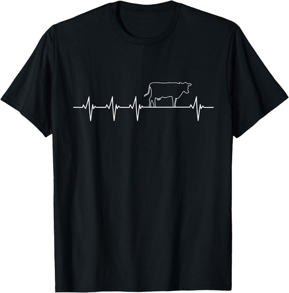 New Mended Valves Tees Inc. I Love My Cow Valve EKG Heartbeat Heart Patient T-Shirt T-Shirt - Black