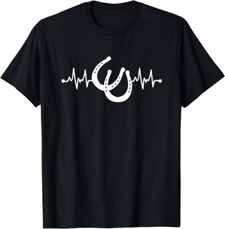Horseshoe Horse Heartbeat Apparel Heartbeat Horse Lover Clothing - Horse Heartbeat T-Shirt - Black