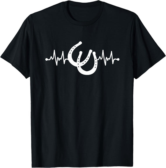 Horseshoe Horse Heartbeat Apparel Heartbeat Horse Lover Clothing - Horse Heartbeat T-Shirt - Black