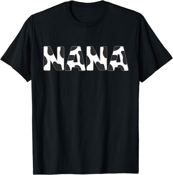 Cow Print Birthday Shirt For Family Men Women Cow Nana Birthday Family Matching 1 St Birthday Girl Boy T-Shirt - Black