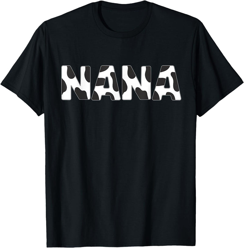 Cow Print Birthday Shirt For Family Men Women Cow Nana Birthday Family Matching 1 St Birthday Girl Boy T-Shirt - Black