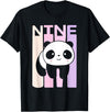 Kids 9 Year Old Cute Panda Bear Birthday Decoration Party T-Shirt - Black