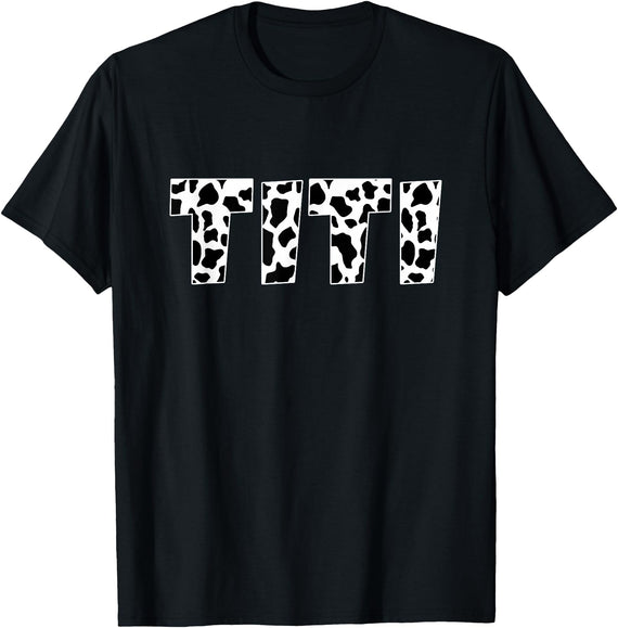 Fancy Grandma Mothers Day Birthday Christmas Gifts Titi Cow Print Animal Pattern Farmer Farm Grandma Funny T-Shirt - Black