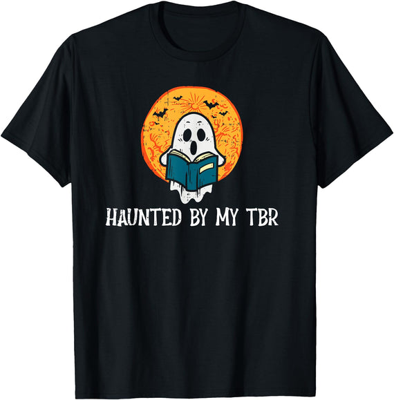 Haunted By My TBR Halloween Gifts for Book Lover Haunted By My TBR, Funny Ghost Reads Books T-Shirt - Black