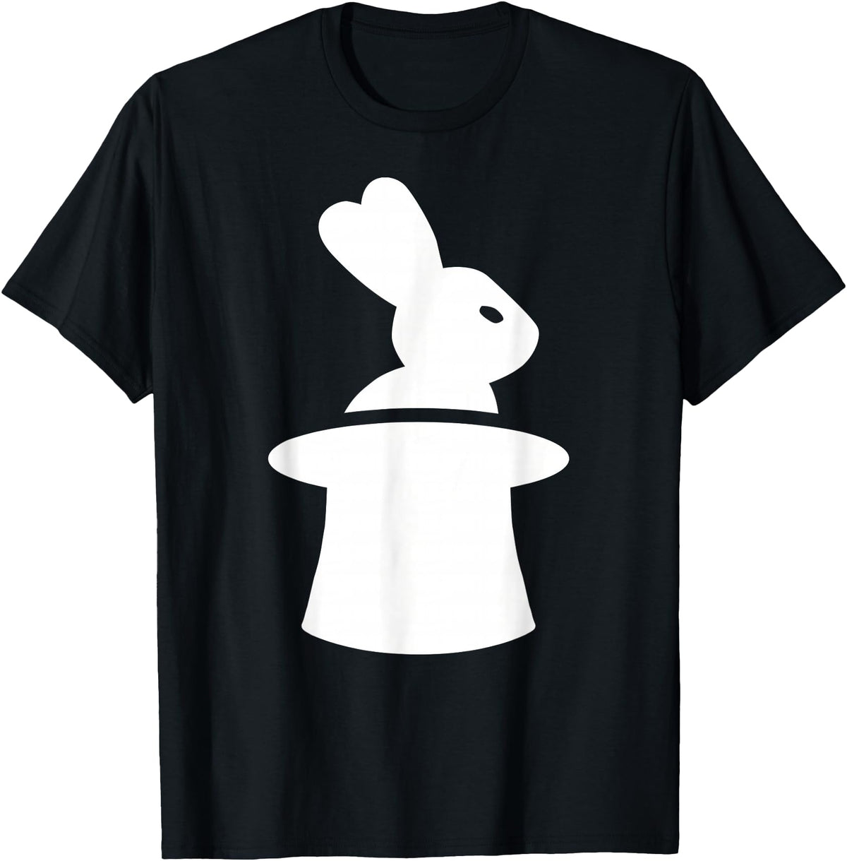 Wizard with Hat and Rabbit T-Shirt in Black