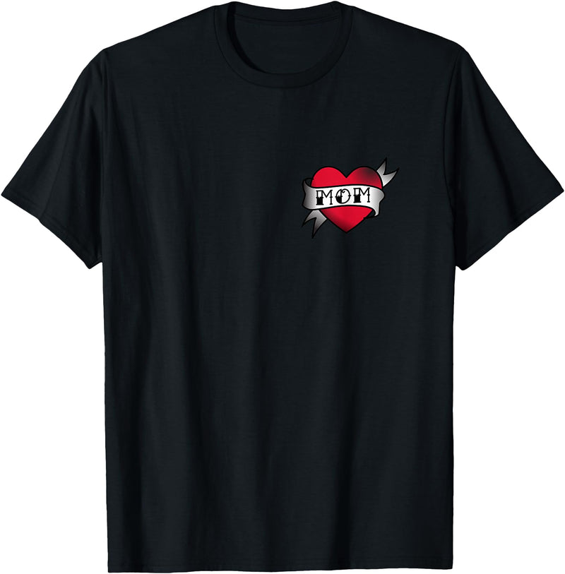 Mama Bear Tee Shirts Mom Heart Tattoo T-Shirt T-Shirt - Black