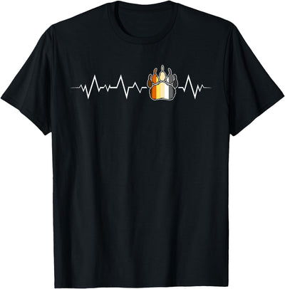 Gay Bear Pride Heartbeat Paw Minimal Bear Flag T-Shirt