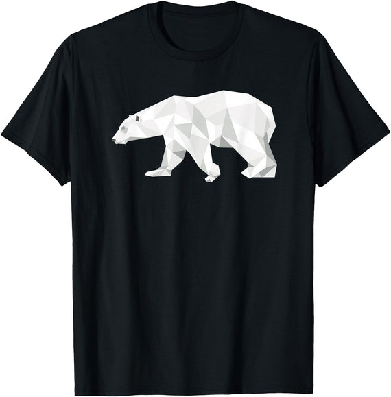 Geometric Patterns By DSMD Cool Polar Bear Geometric Pattern Boho Art Christmas Animal T-Shirt - Black
