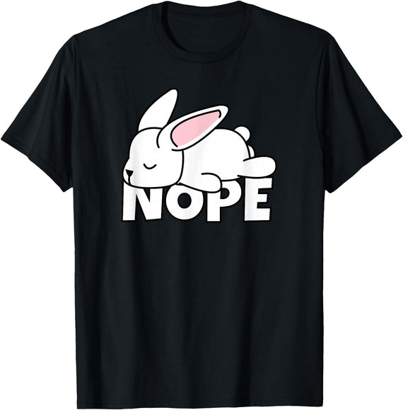 Lazy Rabbit Easter Bunny Not Today Nope T-Shirt in Black