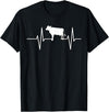 Animal Funny Farmer Farmers Gift Cow Cattle Beef Heartbeat Funny T-Shirt - Black