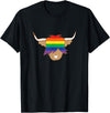 Ayeland co Cute Gay Pride Shirt LGBT flag scottish highland cow t shirt T-Shirt - Black