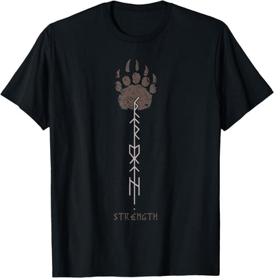 Viking Rune Strength Bear Paw Norse Symbol Minimal T-Shirt