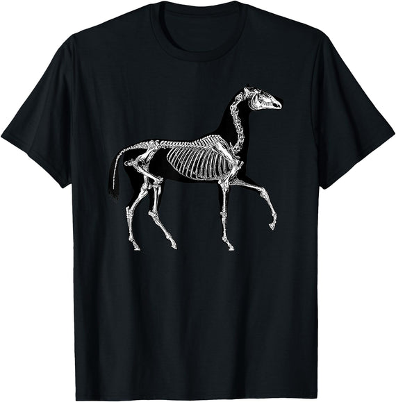 Halloween Horse Skeleton Designs Horse Skeleton Halloween Skeletal Anatomy T-Shirt - Black