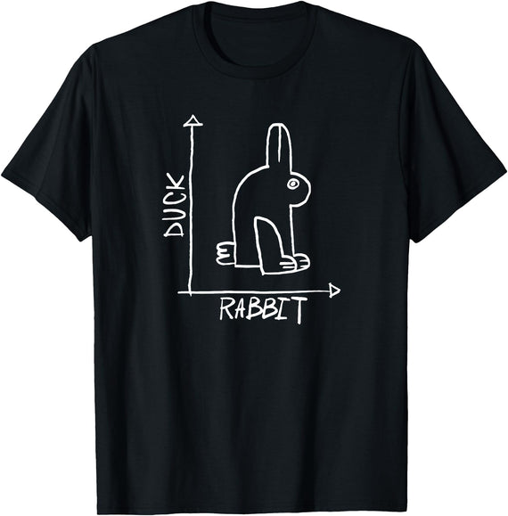Rabbit or Duck - Optical Illusion T-Shirt in Black