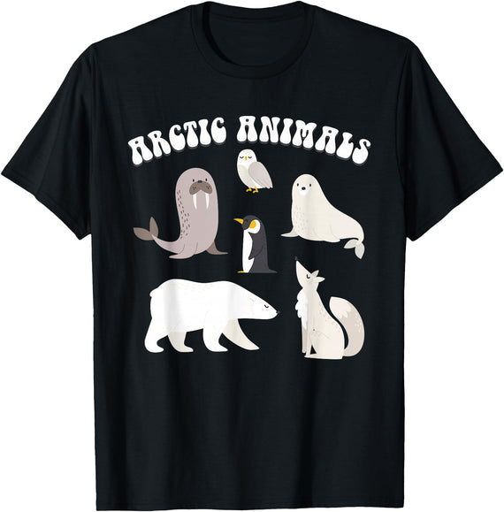 Awesome Arctic Animals for Kids Arctic Animals, Arctic Fox Cute Arctic Polar Bear North Pole T-Shirt - Black