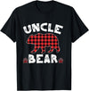 Uncle Bear Buffalo Dark Red Plaid Christmas Pajama Family T-Shirt - Black