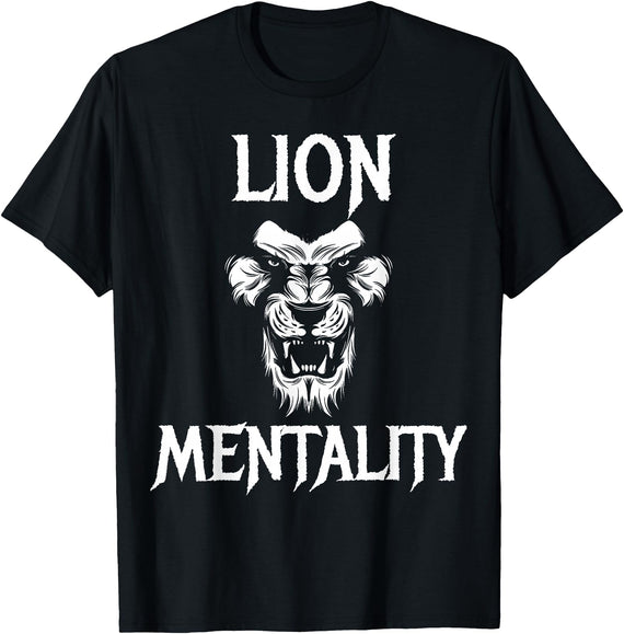 Lion Judah Shirts Animal Tees Lion Mentality Animal T-Shirt King Tees T-Shirt - Black