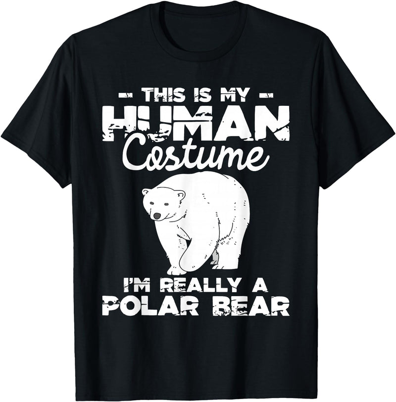 Funny Polar Bear Shirts Human Costume - Polar Bear Lover Zookeeper Wildlife T-Shirt - Black