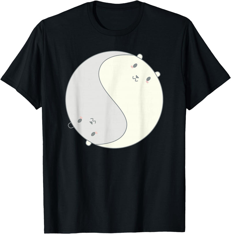 Cool Chibi Anime Ying Yang Zen Polar Bears Tee Cool Anime Polar Bears Chibi Kawai Manga Ying Yang Zen Tee T-Shirt - Black