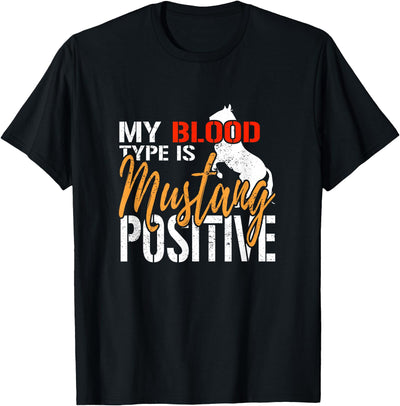 Vintage Horse Riding Cowgirl Horse Trainer Apparel Vintage My Blood Type is Mustang Positive Horse Lover T-Shirt