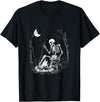 RetroPop Vintage Gear Camping Skeleton Bones Halloween Forest Campfire Graphic T-Shirt - Black