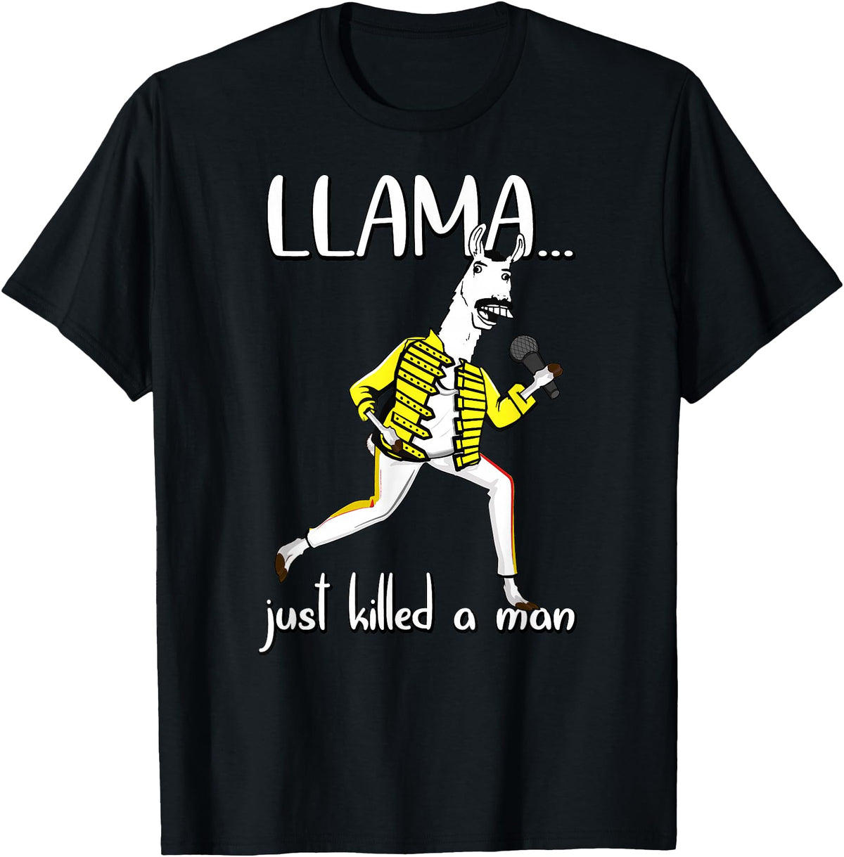 Llama Shirts For The Whole Family Co. Llama Just Killed A Man, Funny Singing llama Parody Gift T-Shirt - Black