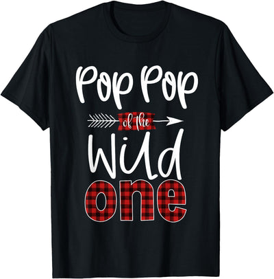 Cow Pop of Wild One Buffalo Plaid Lumberjack 1st Birthday T-Shirt