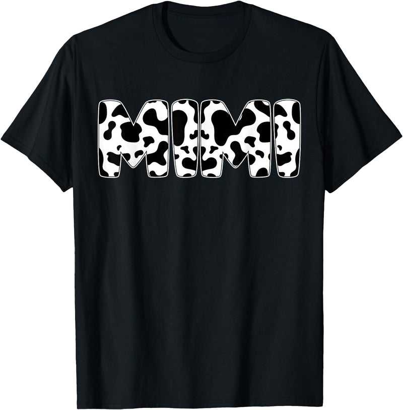 Family Matching Gifts Cow Mimi Cow Print Cow Pattern Mother's Day T-Shirt - Black