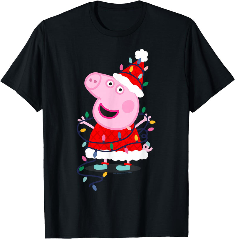 Peppa Pig Christmas Lights T-Shirt - Black