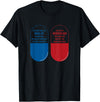 Blue Pill Red Pill Wonderland Rabbit Hole T-Shirt in Black