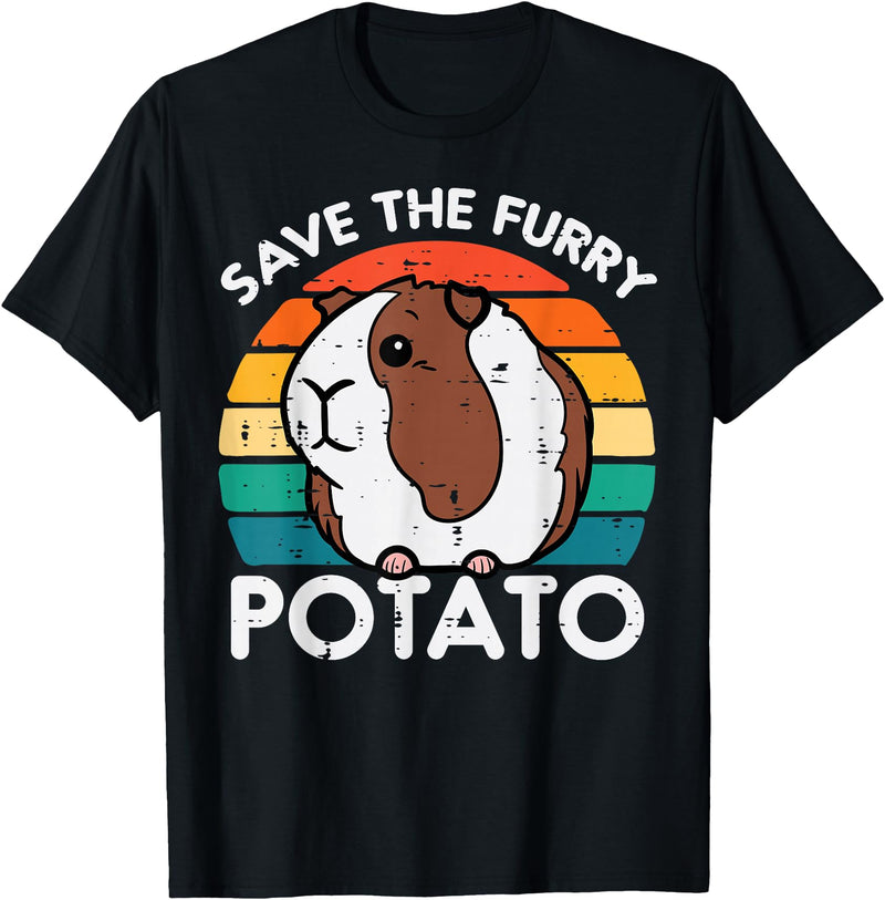 Guinea Pig Shirts For Men Women Kids Gift Guinea Pig Save Furry Potato Cavy Pet Owner Women Kids Men T-Shirt - Black