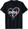 Black White Family Cow Farm Nana Cow Print Cow Heart Pattern Farmer Cows Mother's Day T-Shirt - Black
