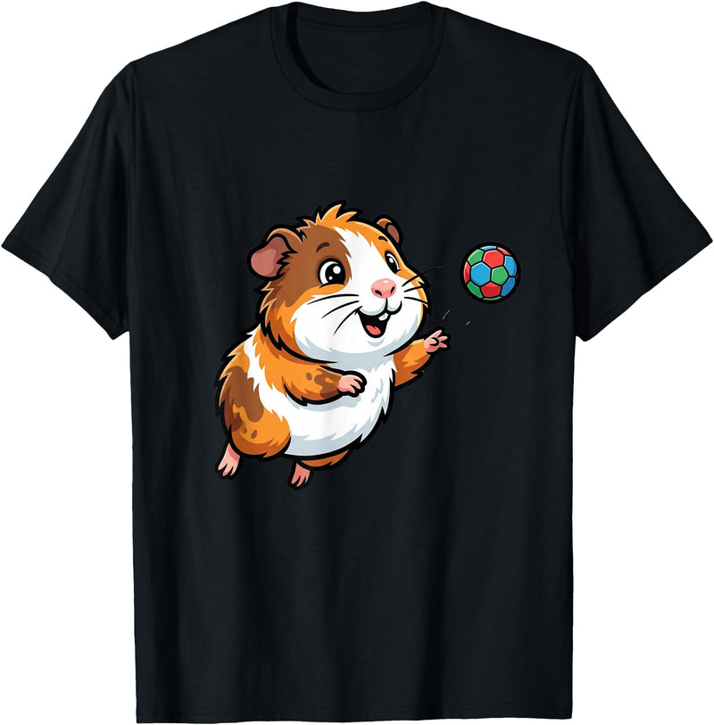 Cute Guinea Pig Soccer Pet Lovers Kawaii Hamster Playing Soccer Cute Pet Lovers T-Shirt - Black