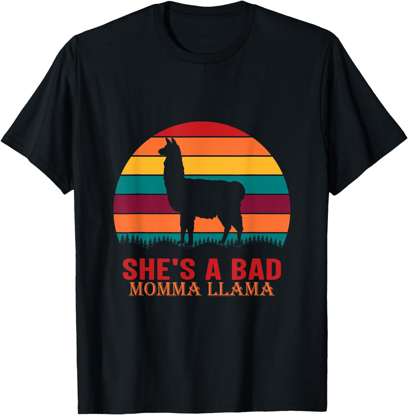funny momma llama apparel for women & bride mom hot mamma llama needs no drama mama lama mama llama T-Shirt - Black