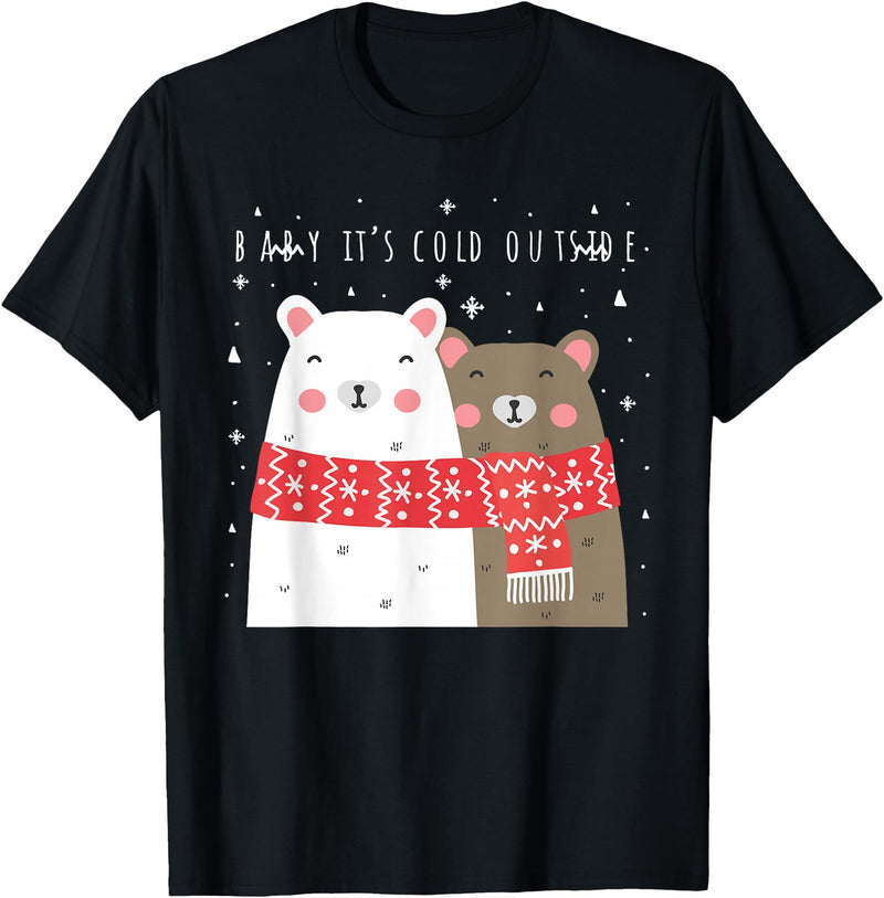 Christmas Dreamz Baby it’s cold outside, polar bears, winter Christmas theme T-Shirt - Black