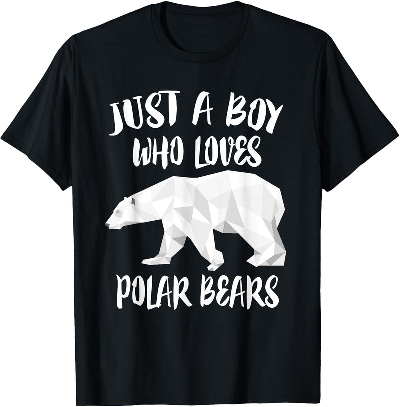 Polar Bear Lover Gift Just A Boy Who Loves Polar Bears T-Shirt Bear Lover Gift T-Shirt - Black