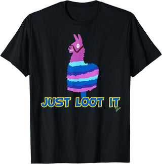 gamer shirts by jean olivier Funny llama outfit gamer outfit just loot it T-Shirt - Black